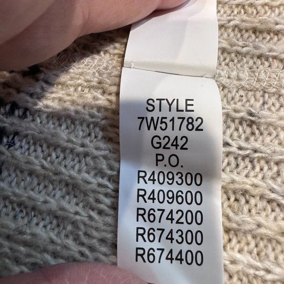 Lucky Brand Cardigan Sweater Boho Stripe Aztec Open Front Neutral MED #7W51782 - Picture 3 of 10